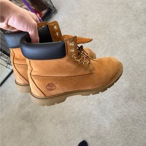 Timberland Brown Leather Boots with Black Collar